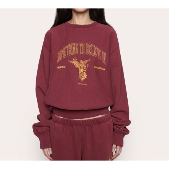 Guizo x Champion Revolve maroon oversized crewneck sweatshirt size Large - Picture 1 of 12